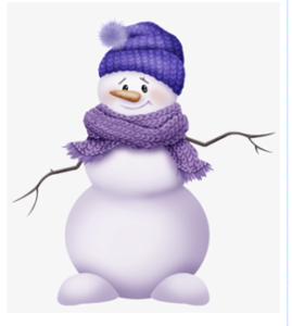 Snowman wearing a woolly hat and scarf.