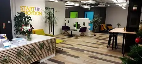 View of the reception to Status Employment's new offices in Start up Croydon